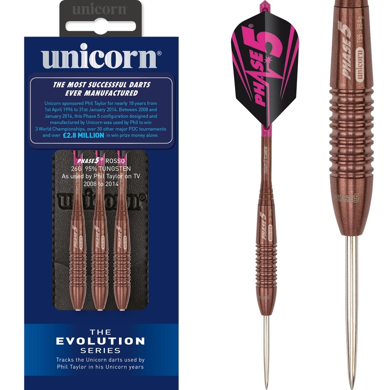 Unicorn Evolution Darts – Steel Tip – Phase 5 Rosso – 26g 26g