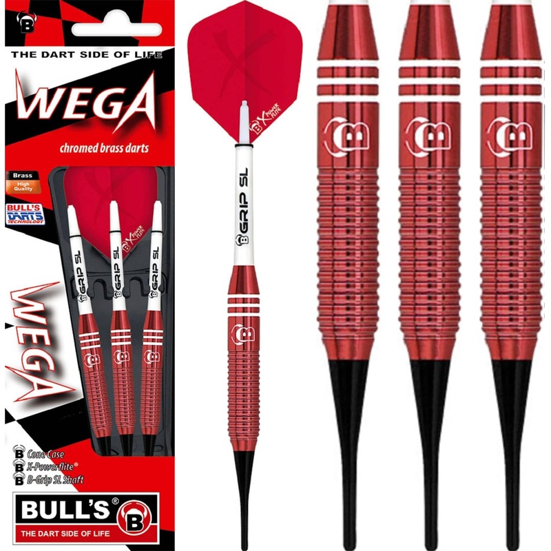 BULL’S Wega Darts – Soft Tip – Chromed Brass – Red 18g
