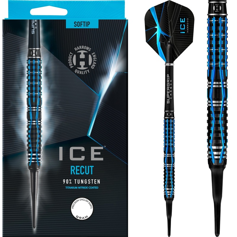 Harrows ICE Recut Darts – Soft Tip – Black & Blue 18g