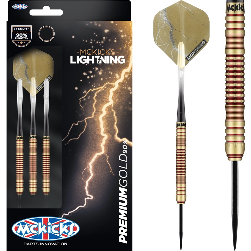*McKicks Premium Gold Darts – Steel Tip – 90% 23g