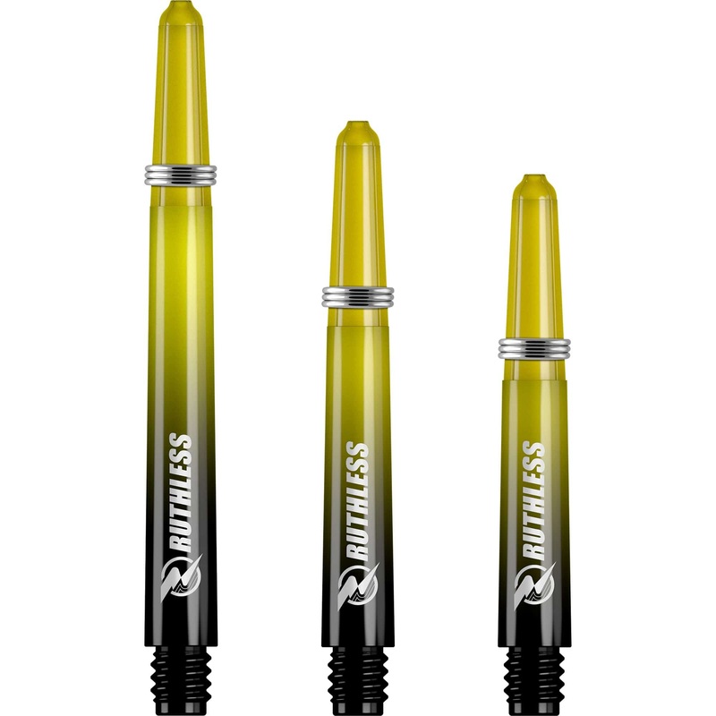 Ruthless Deflectagrip Dart Shafts – Two Tone – Polycarbonate Stems with Springs – Yellow Medium