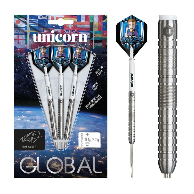 Unicorn Tom Sykes Global 90% Tungsten Steel Tip Darts 22 GRAM