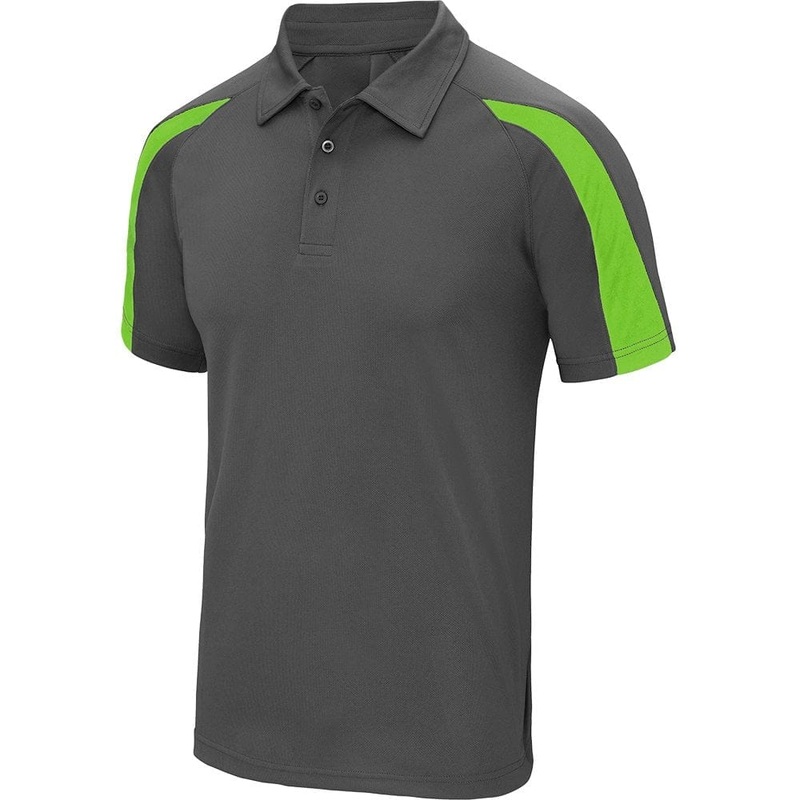 Dart Shirts – Polo Shirt – Just Cool Contrast – Charcoal – Green 2XL