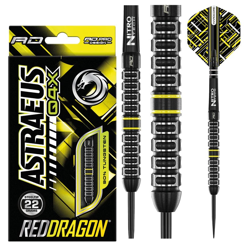 Red Dragon ASTRAEUS Q4X PARALLEL Steel Tip Dart Set 22 gram 90% Tungsten