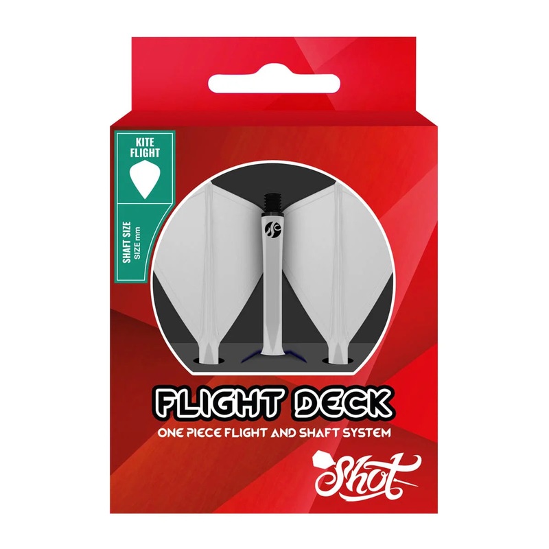 Shot Flight Deck One Piece Dart Flight and Shaft System – Kite – Clear – Short