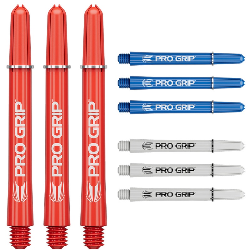Target Pro Grip Dart Shafts – Medium Red/ Blue/ White (3 Sets)