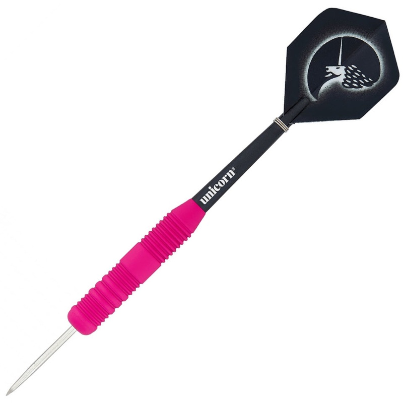 Unicorn Core Plus Rubberised Brass Steel Tip Darts – 26gm Pink