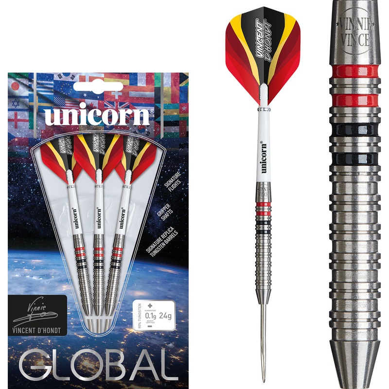 Vincent D’Hondt 90% Tungsten Steel Tip Darts by Unicorn 24 Gram