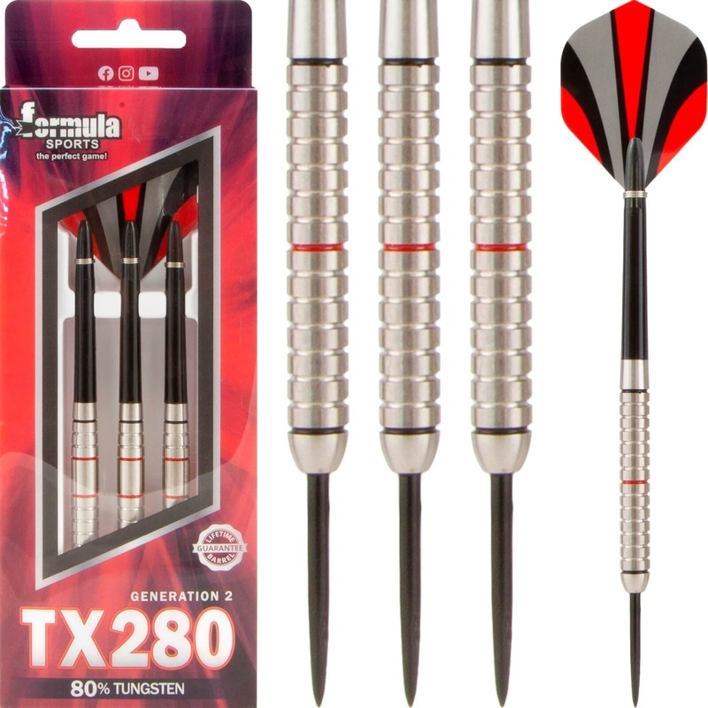 Formula Sports – TX280 Gen 2 Darts – Steel Tip – 80% Tungsten – 20g