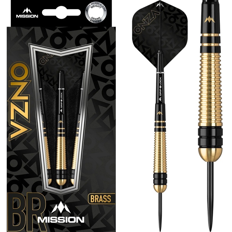 Mission Onza Darts – Steel Tip Brass – M2 – Black & Gold 22g