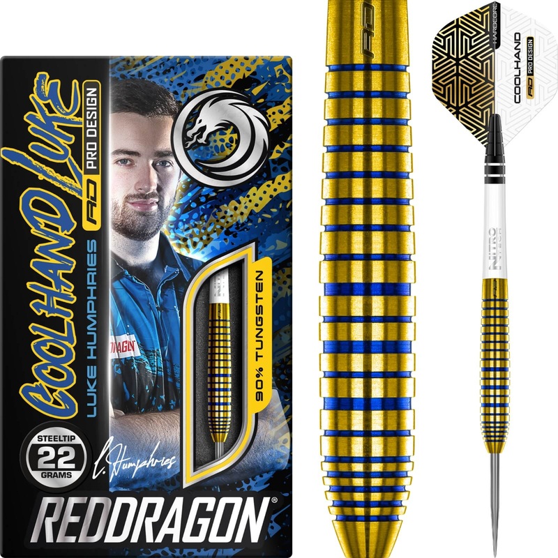 Red Dragon – Luke Humphries Gold TX3 Darts – Steel Tip – 90% Tungsten – 22g 24g 22 grams