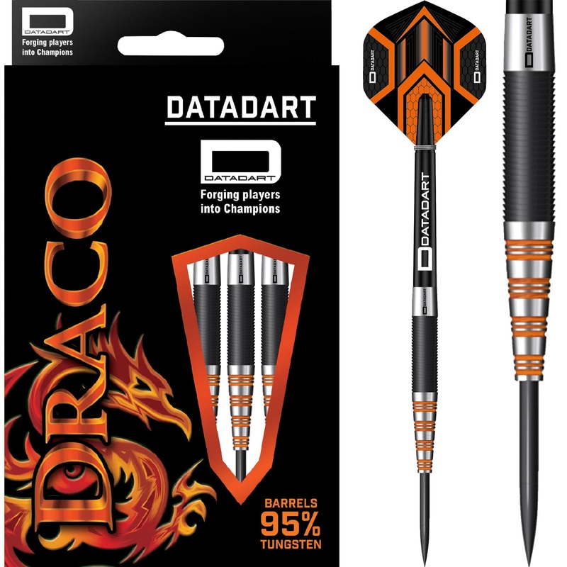 Datadart Draco Darts – Steel Tip – 95% – Black PVD – Orange 21g