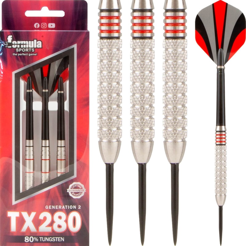 Formula Sports – TX280 Gen 2 Darts – Steel Tip – 80% Tungsten – 23g