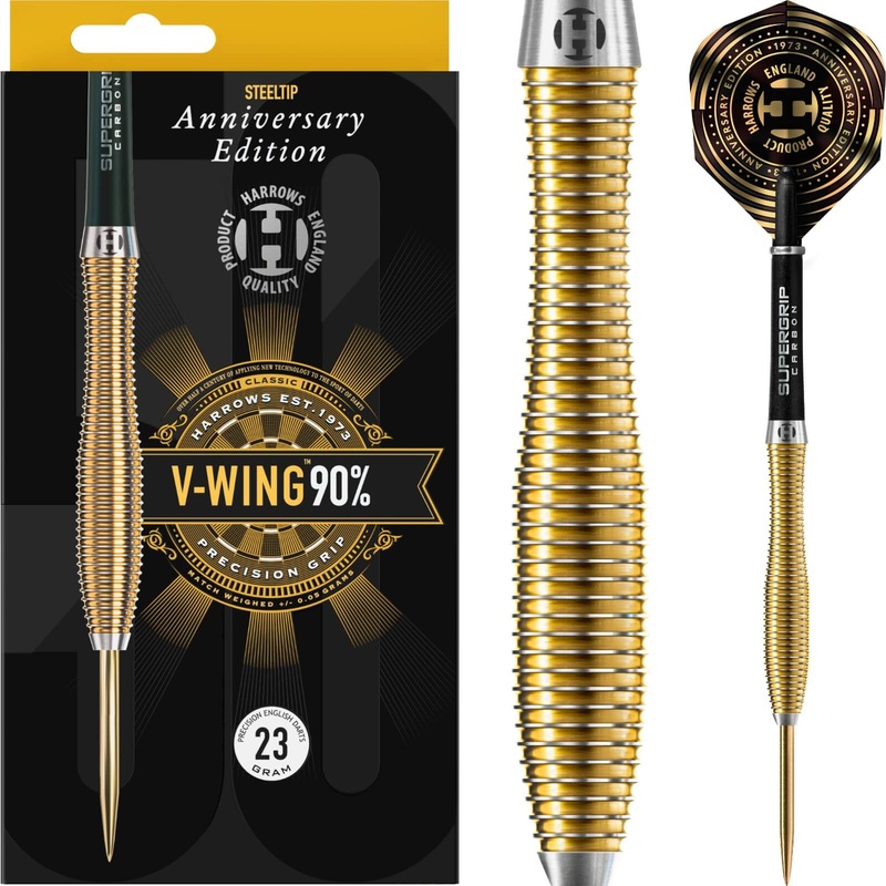 Harrows – 50th Anniversary V-Wing Darts – Steel Tip – 90% Tungsten – 21g 23g 25g 21 grams
