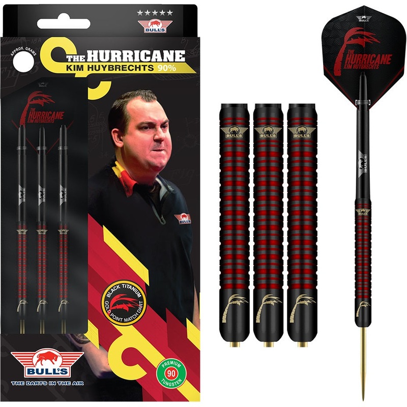 Kim Huybrechts Black Titanium 90% Tungsten Steel Tip Darts by Bulls 22 Gram