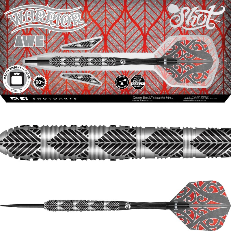 Shot – Warrior Awe Darts – Steel Tip – 90% Tungsten – 22g 23g 24g 26g 22 grams
