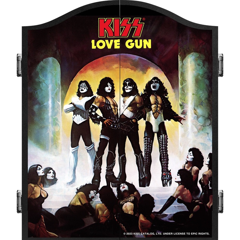 Kiss Dartboard Cabinet – Official Licensed – C2 – Premium Black – Love Gun