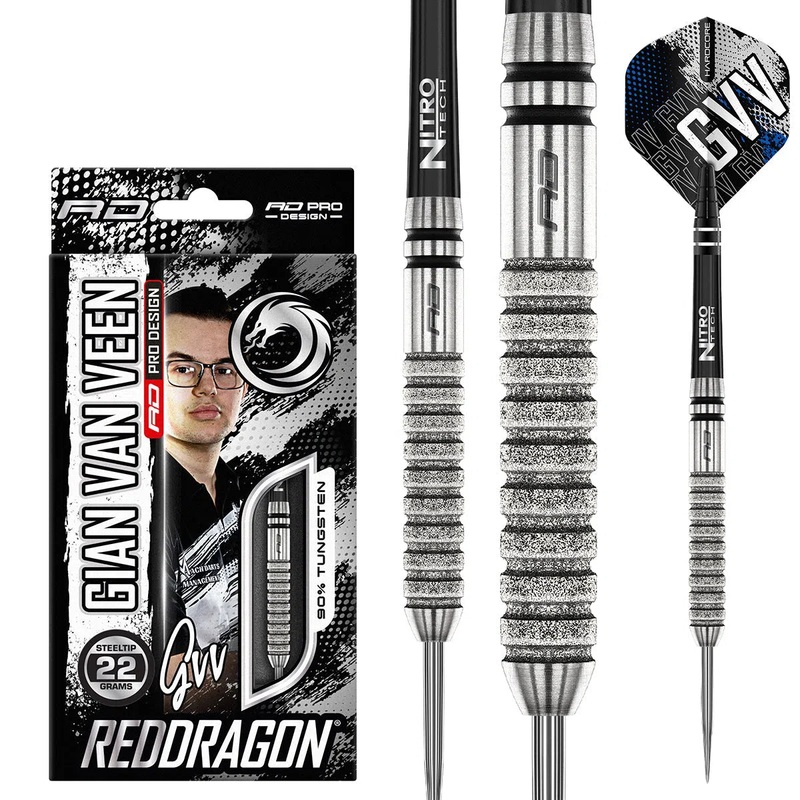 Red Dragon Gian van Veen Tour Edition 90% Tungsten Steel Tip Darts 22 GRAM