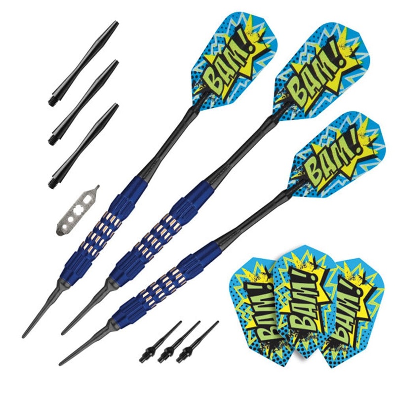 Viper Comix Darts – Soft Tip – Coated Alloy – Cut Grooves – inc Extras – Blue 18g