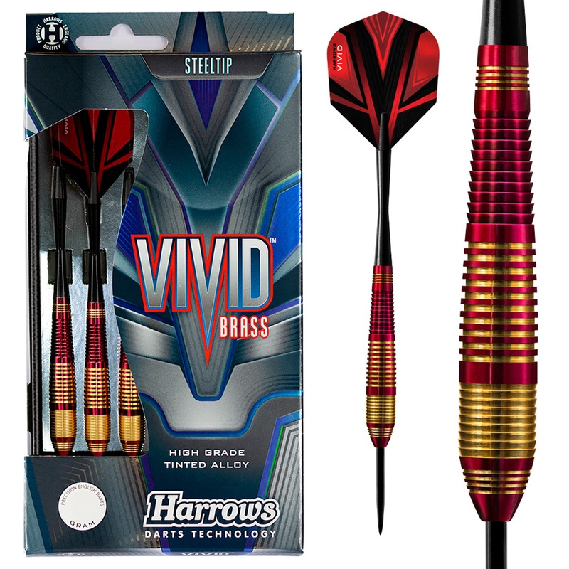 Harrows Vivid Red Brass Steel Tip Darts 22 Gram