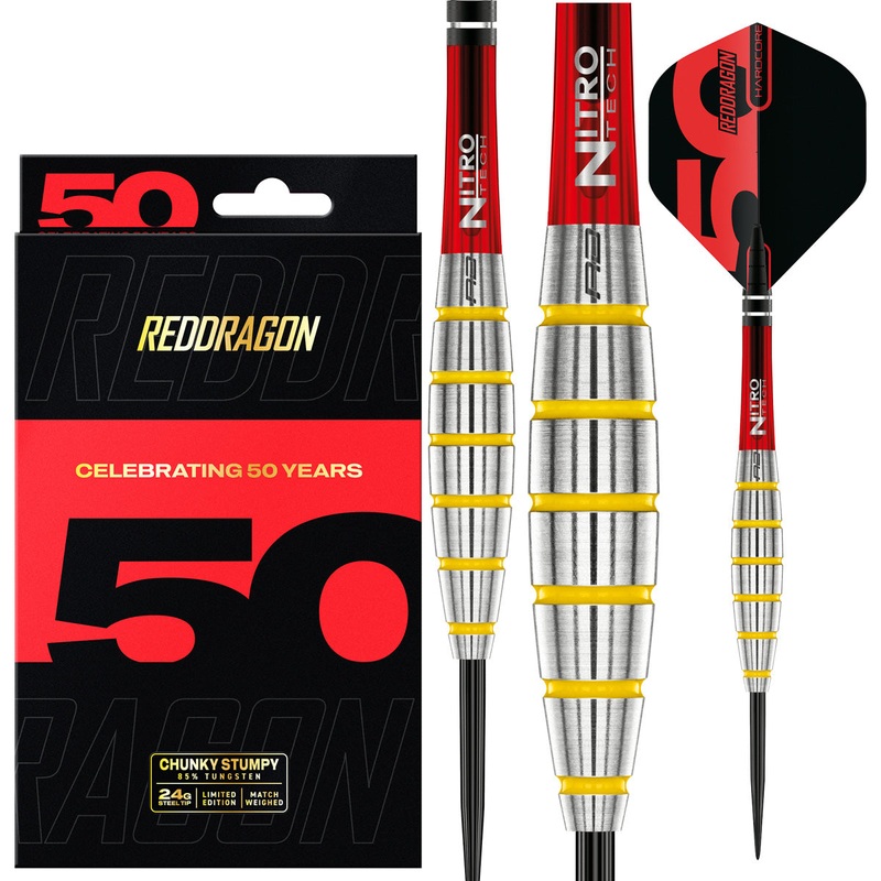 Red Dragon Chunky Stumpy 3 85% Tungsten Steel Tip Darts 24 Gram