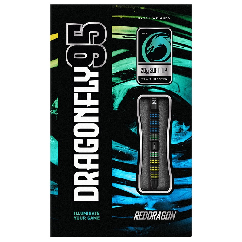 Red Dragon Dragonfly 95 Black Tapered Soft Tip Darts 20 grams