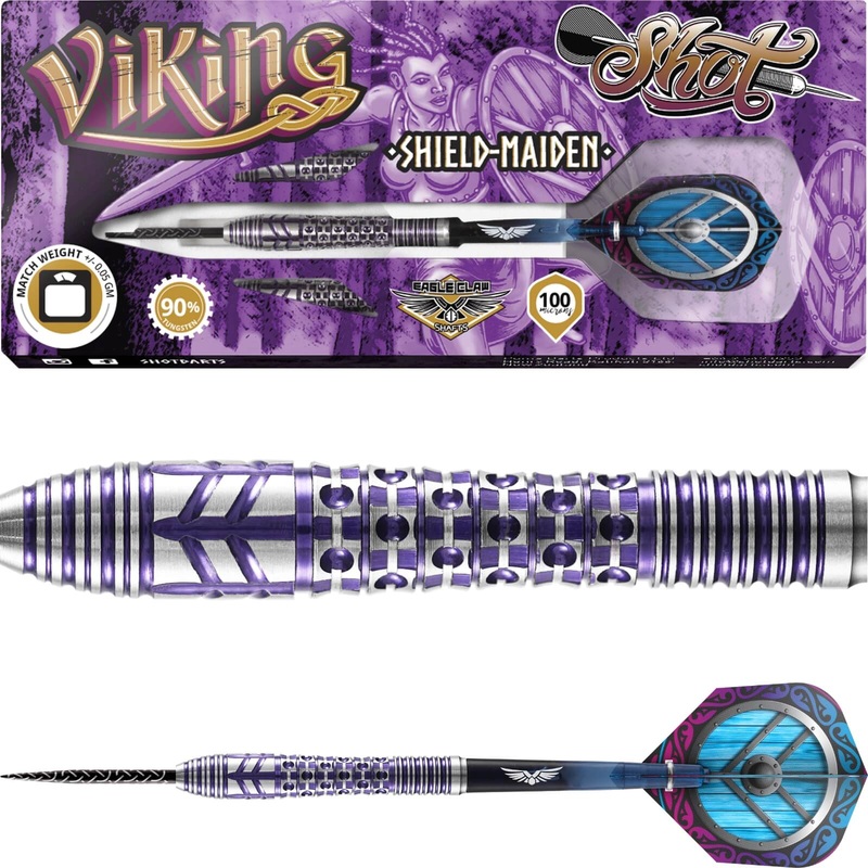 Shot – Viking Shield-Maiden Darts – Steel Tip – 90% Tungsten – 23g 24g 25g 27g 23 grams