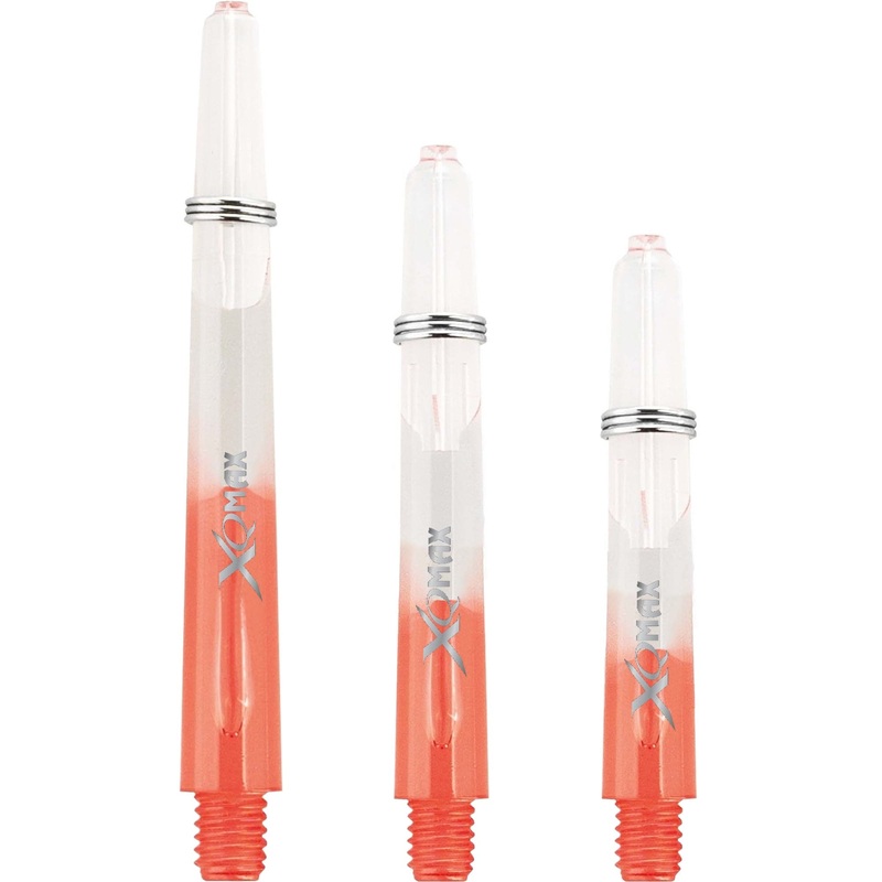 XQMax Gradient Polycarbonate Dart Shafts – with Logo – includes Springs – Transparent & Red Medium