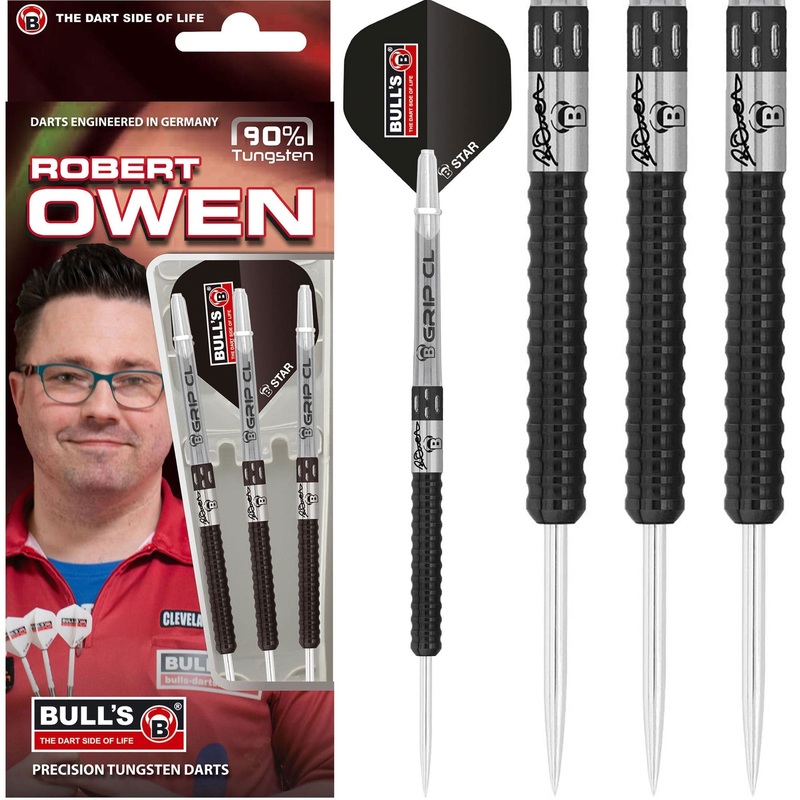 BULL’S Robert Owen Darts – Steel Tip – 90% Tungsten – Black Edition 23g