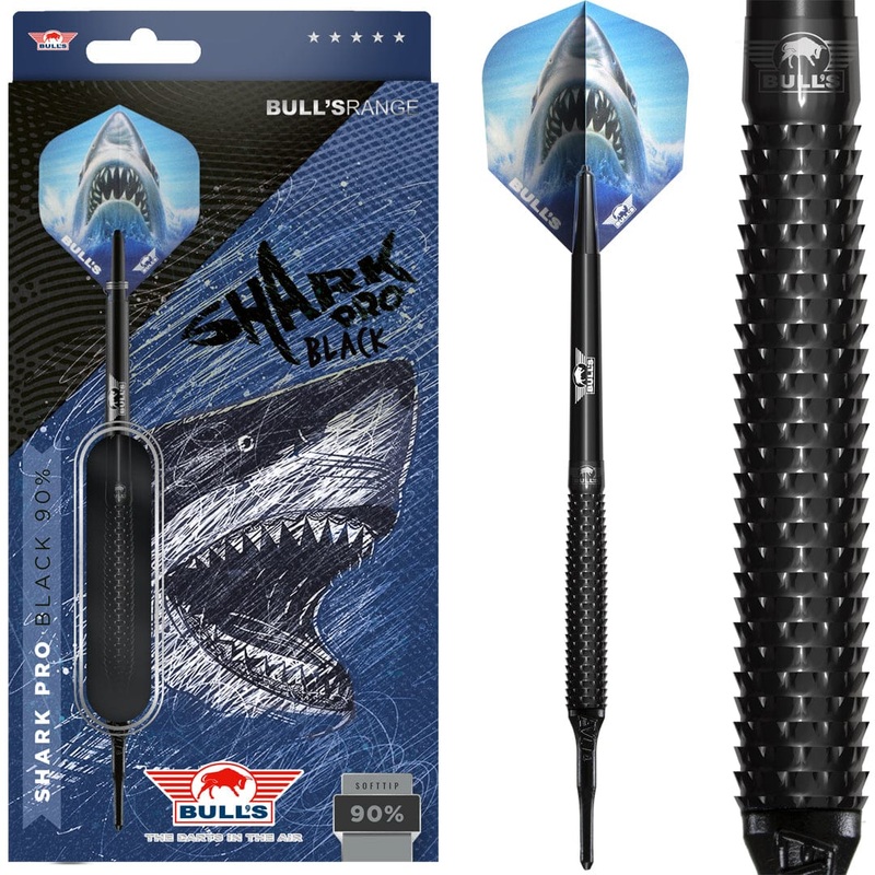Bulls Shark Pro Black Darts – Soft Tip – 90% Tungsten