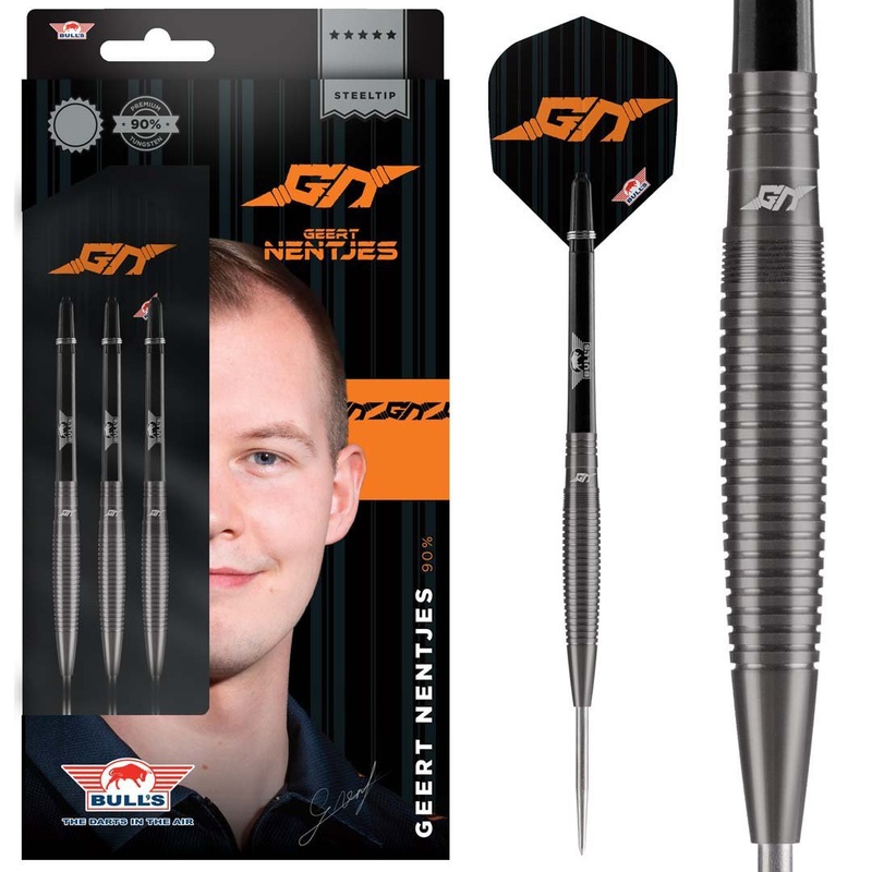 Geert Nentjes Black 90% Tungsten Steel Tip Darts by Bulls NL 23 Gram