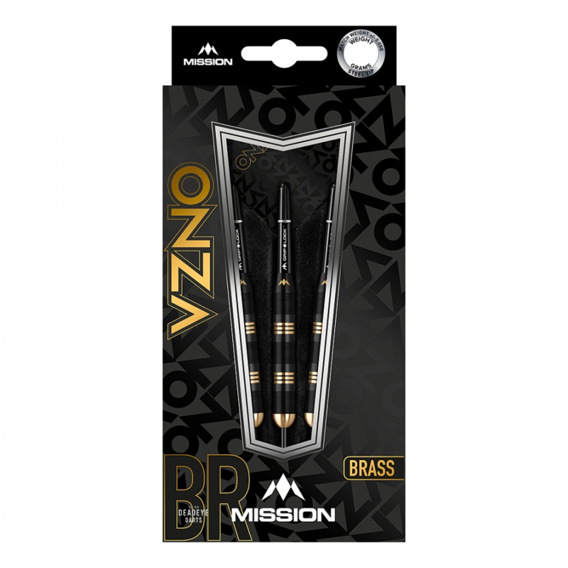 Mission Onza Black & Gold Brass M1 Steel Tip Darts 24 grams