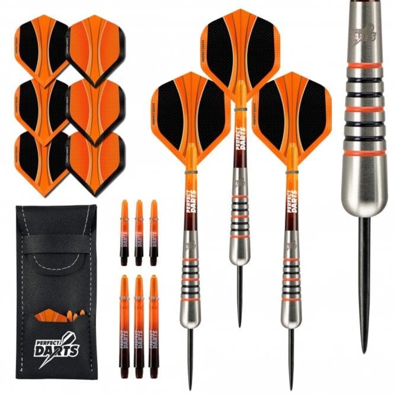 *Perfect Darts – Steel Tip – 90% Tungsten – Solarfox 2 – Bomb – Black & Orange 24g