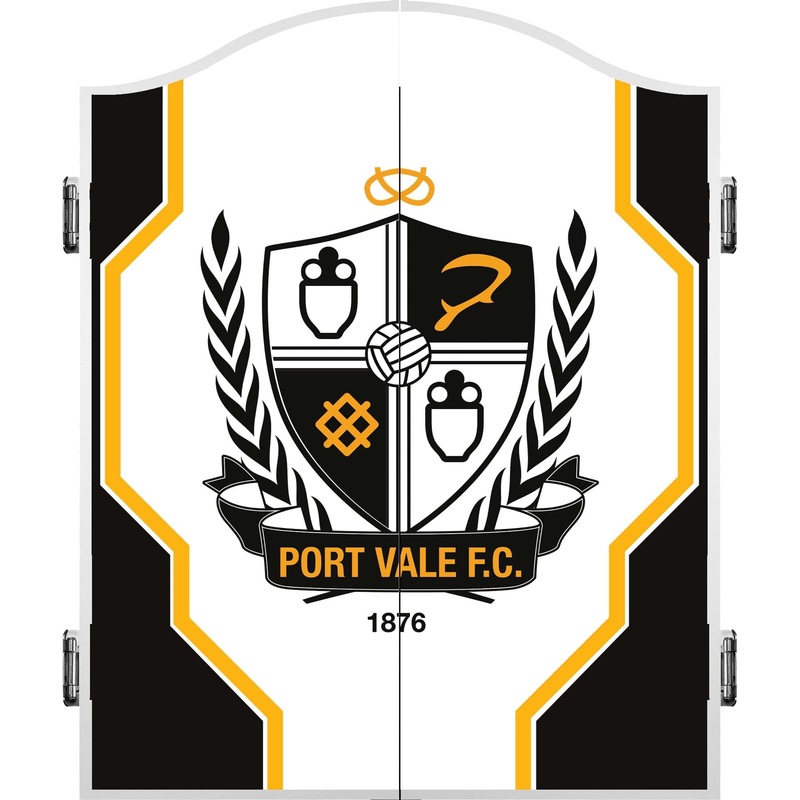 Port Vale FC – Official Licensed – The Valiants – Dartboard Cabinet – White – C1 – Logo with Trim