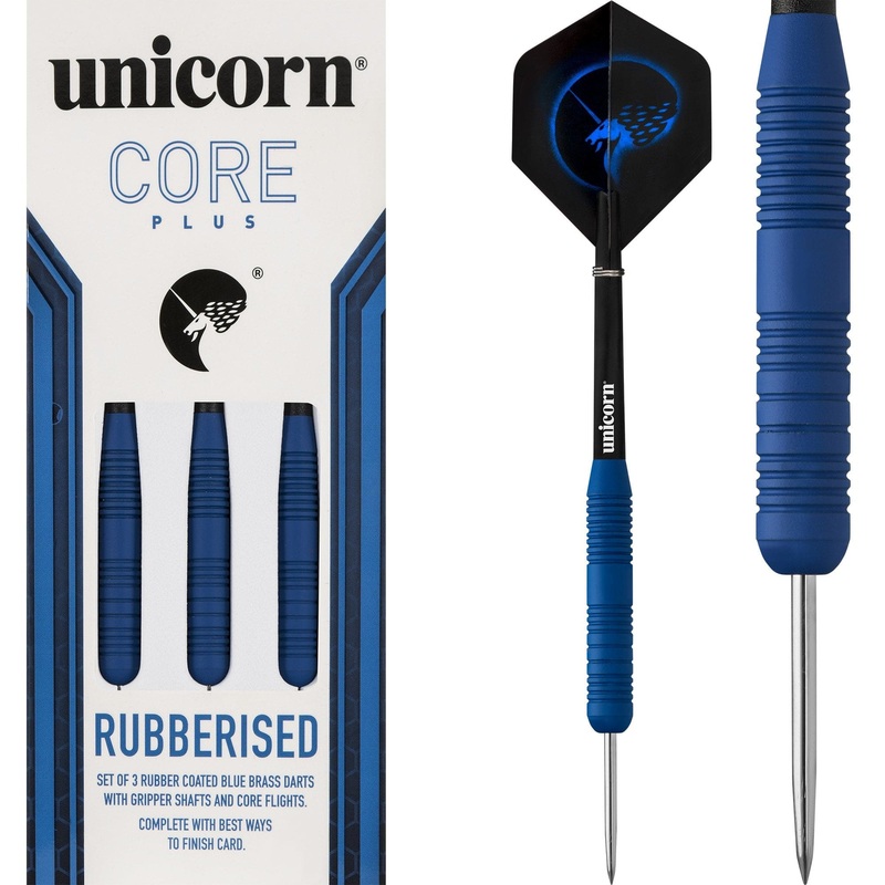 Unicorn Core Plus Rubberised Brass Darts – Steel Tip – Blue 21g