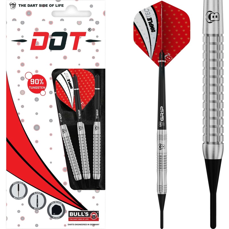 BULL’S Dot D5 Darts – Soft Tip – 90% Tungsten – Straight Milled 18g