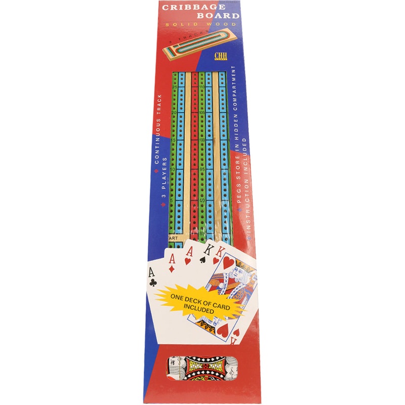 GLD 3 Track Cribbage Board With Cards