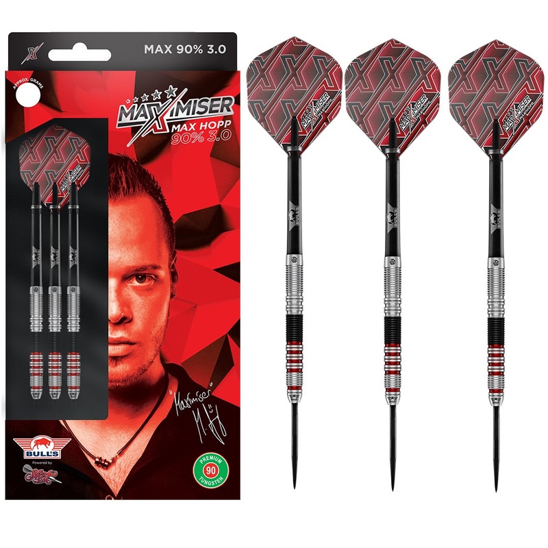 Max Hopp 90% Tungsten Steel Tip Darts by Bulls – Version 3.0 22 Gram