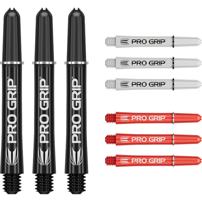 Target Pro Grip Dart Shafts – Intermediate Black/ White/ Red (3 Sets)