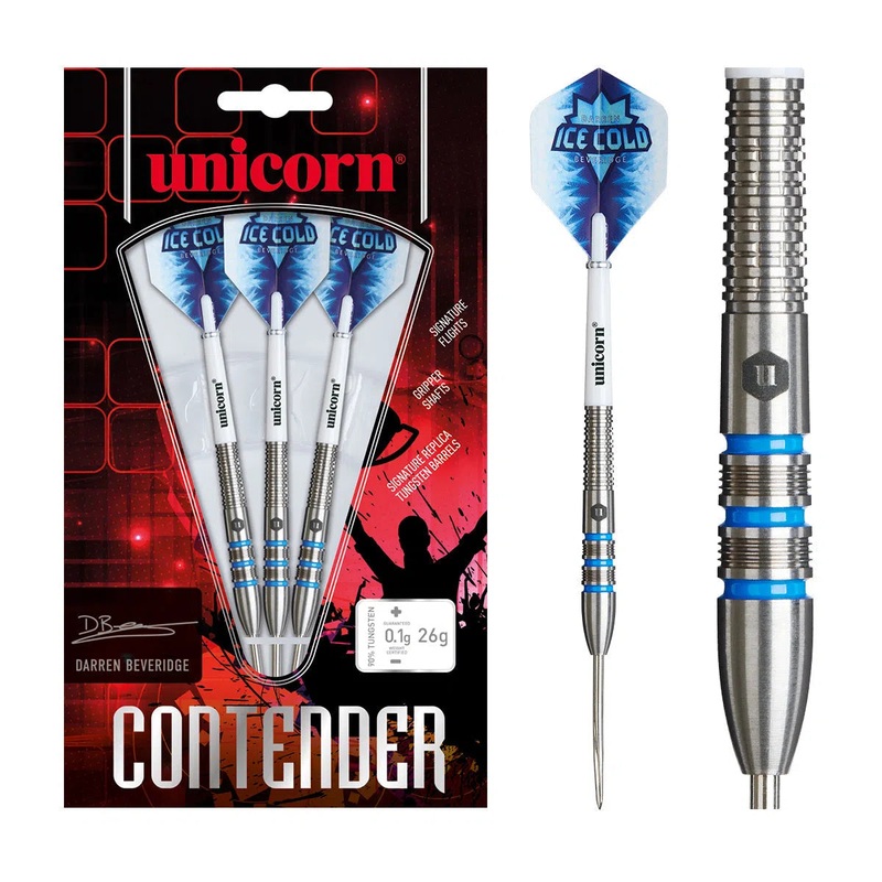 Unicorn Darren Beveridge Contender 90% Tungsten Steel Tip Darts 26 GRAM