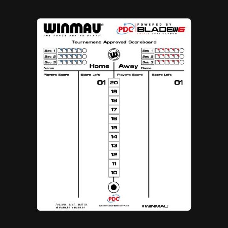 Winmau Dry Wipe Scoreboard Cricket, sets and legs options.