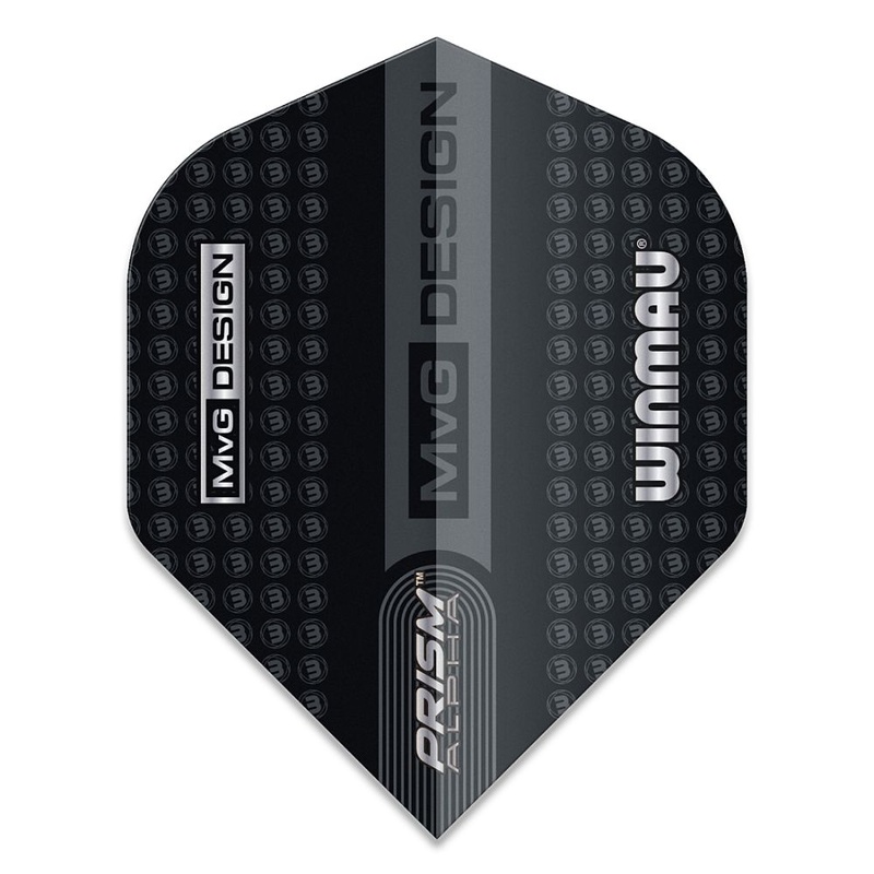 Winmau Prism Alpha MvG Logo Dart Flights Black No2 Standard