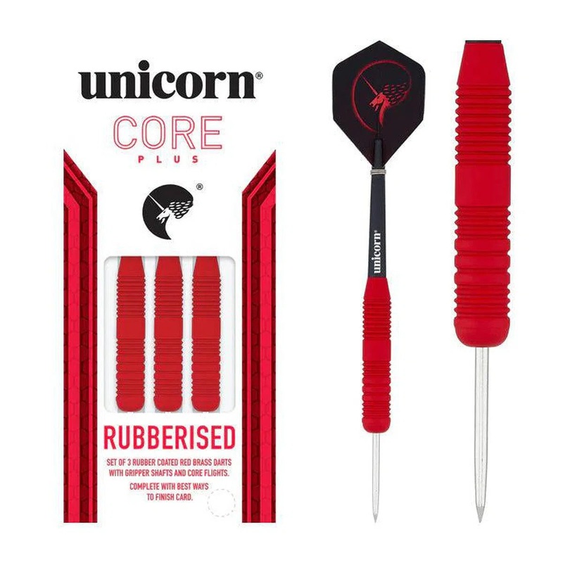 Unicorn Core Plus Rubberised Red Steel Tip Darts 21 GRAM