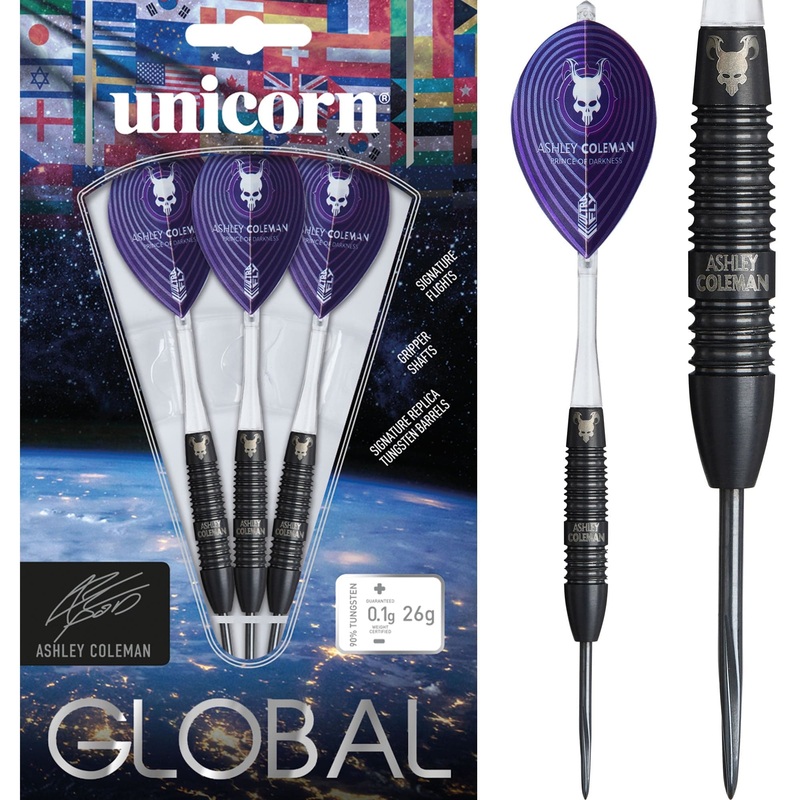 Unicorn Global Darts – Steel Tip – 90% Tungsten – Ashley Coleman – 26g