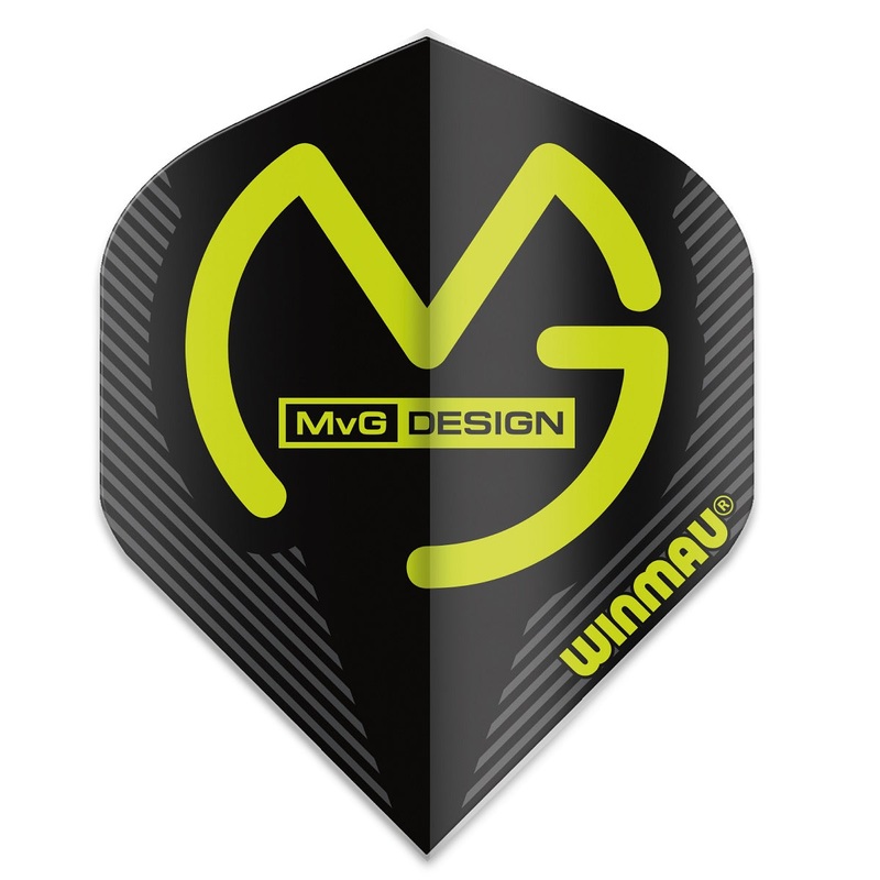Winmau Mega Standard MVG Michael Van Gerwen Dart Flights 6900-231 Black Green 75 Micron Black /Green