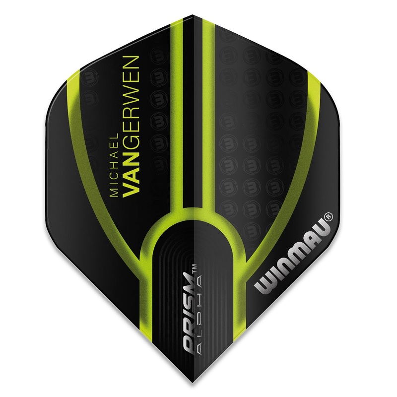 Winmau Prism Alpha MVG Michael Van Gerwen Dart Flights 6915-143 Black Green 100 Micron Black /Green