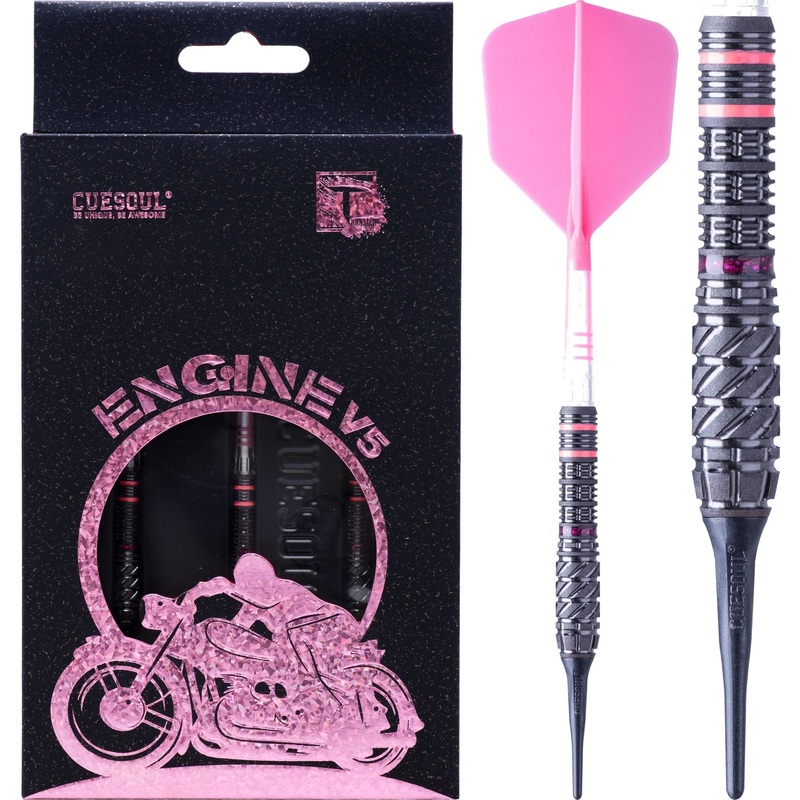 Cuesoul Engine V5 Darts – Soft Tip – 90% Tungsten – Hope Ring – Pink 19g