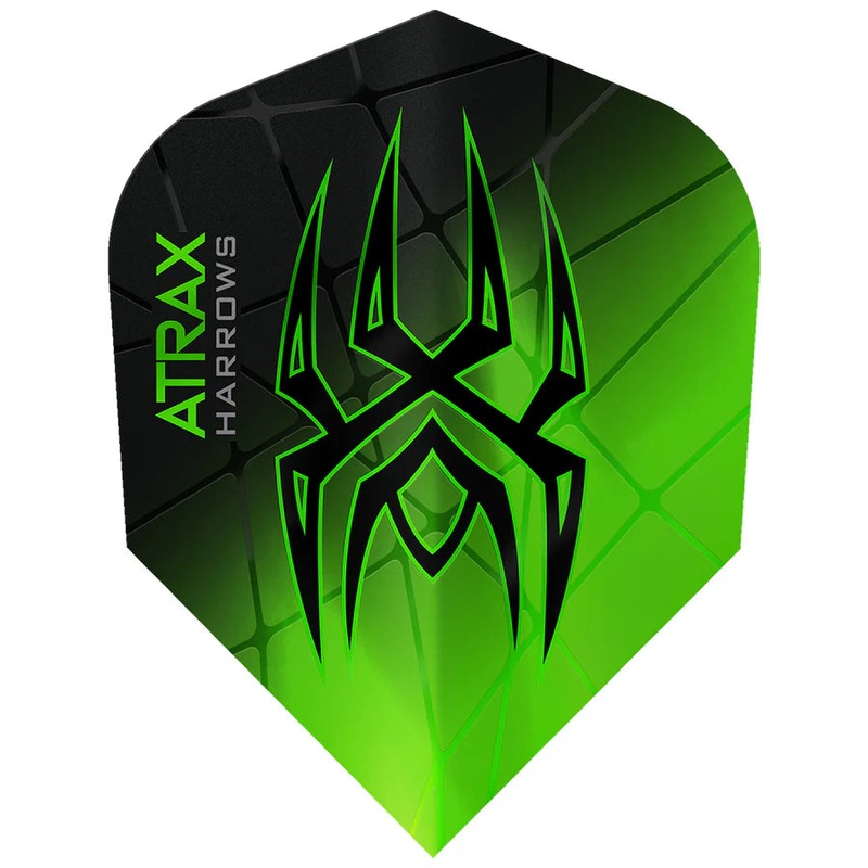 Harrows Atrax Green/Black Standard Dart Flights Standard 100 Micron Extra Strong