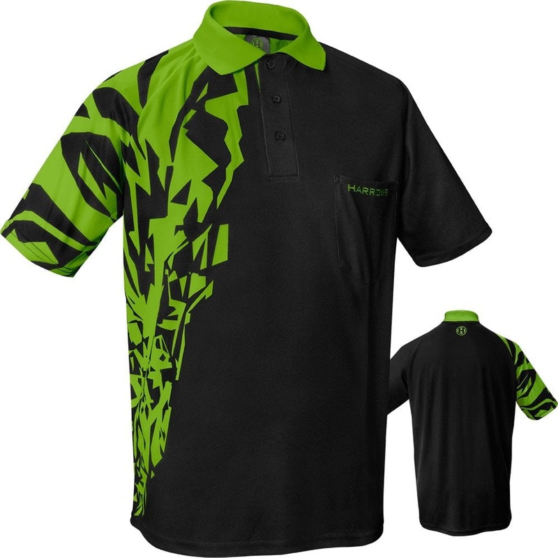 *Harrows Rapide Dart Shirt – with Pocket – Black & Green 2XL