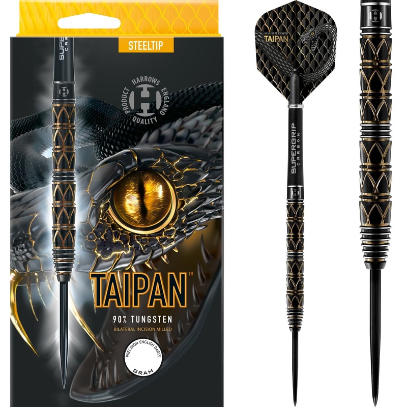 Harrows Taipan Darts – Steel Tip – Black & Gold 21g